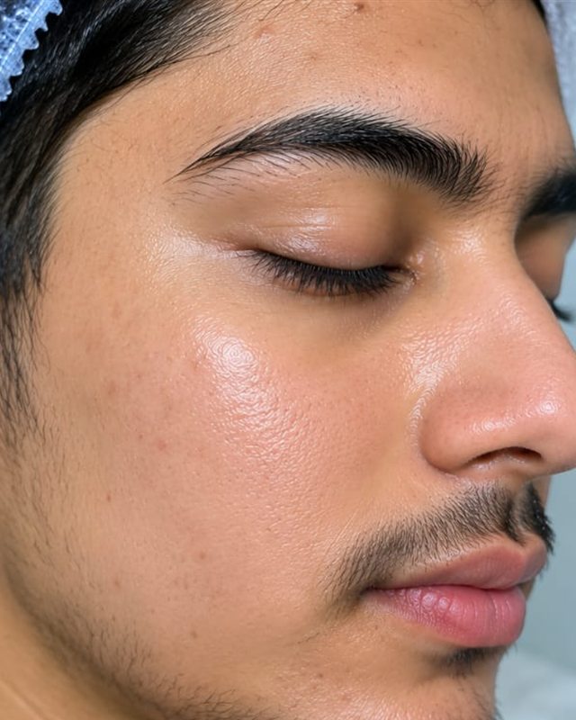 After treatment: the patient's cheek