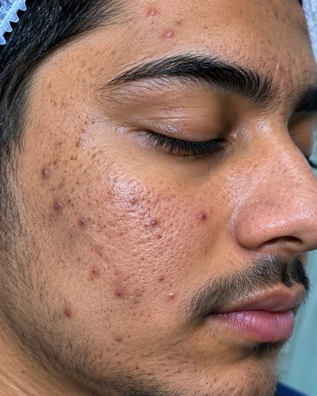 Before treatment: the patient's cheek