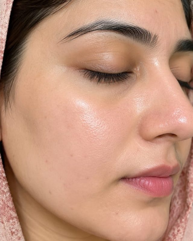 After treatment: the patient's cheek