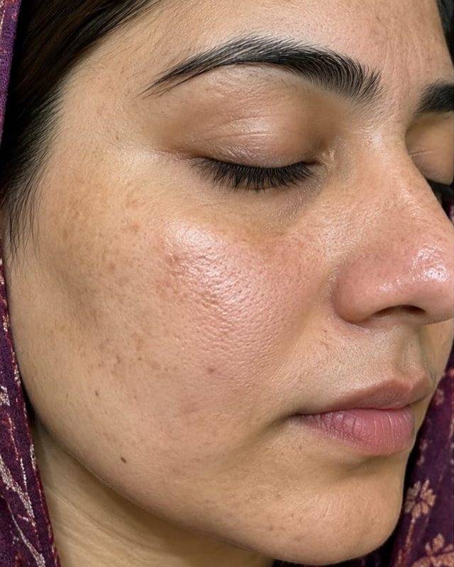 Before treatment: the patient's cheek